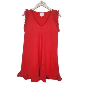 SUNDAYS Dress Womens Medium Pink Watermelon Gwen Ruffle Sleeveless We Are Sunday